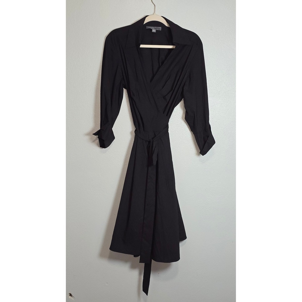 Vintage Donna Ricco New York Black Full Wrap Dress 3/4 Sleeve 14W classic luxury